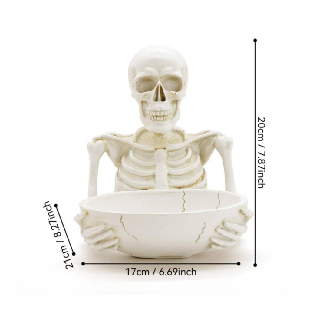 Skull Storage Bowl Tabletop Skeleton Sundries Holder Creepy for Desk