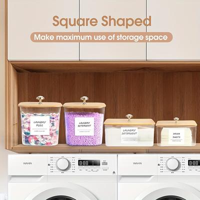 3/4 Pack Laundry Room Organization Storage Containers, Plastic Clear Laundry Pods Container Dryer Sheet Holder Jars with Lids
