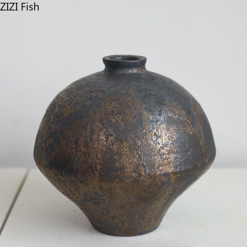 Retro Wabi Sabi Style Ceramic Vase Creative Plant Pot Table Decoration Flowers Arrangement Floral Vases Room Aesthetic Decor