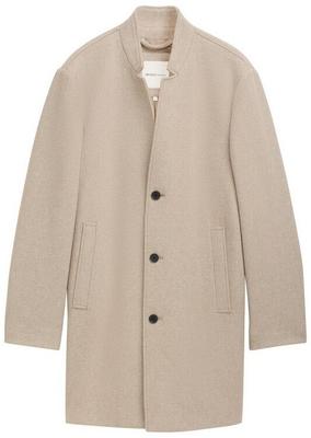 Coat Tom Tailor Denim Mantel Mit Wolle (1042405) Light Beige Color with Twill Structure