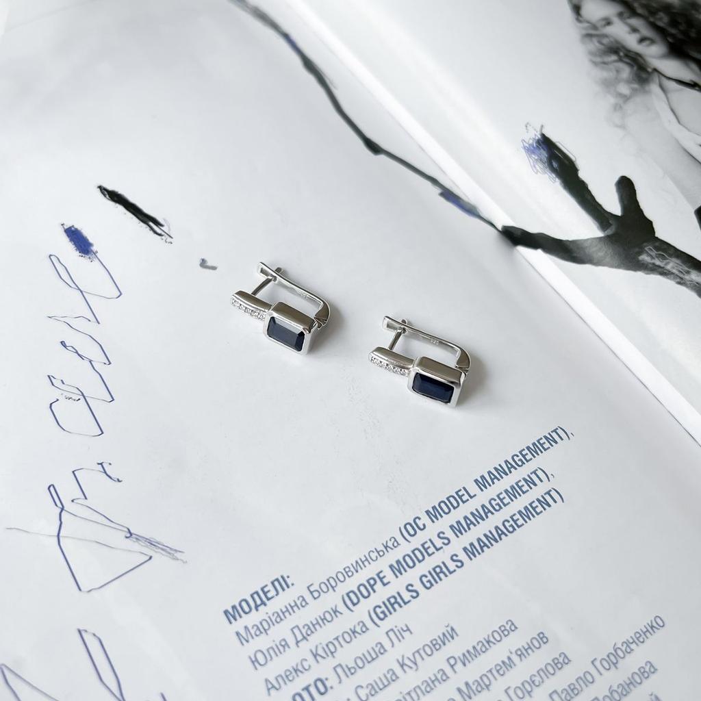 Silver Earrings with Natural Sapphire 2.363ct (2150527)