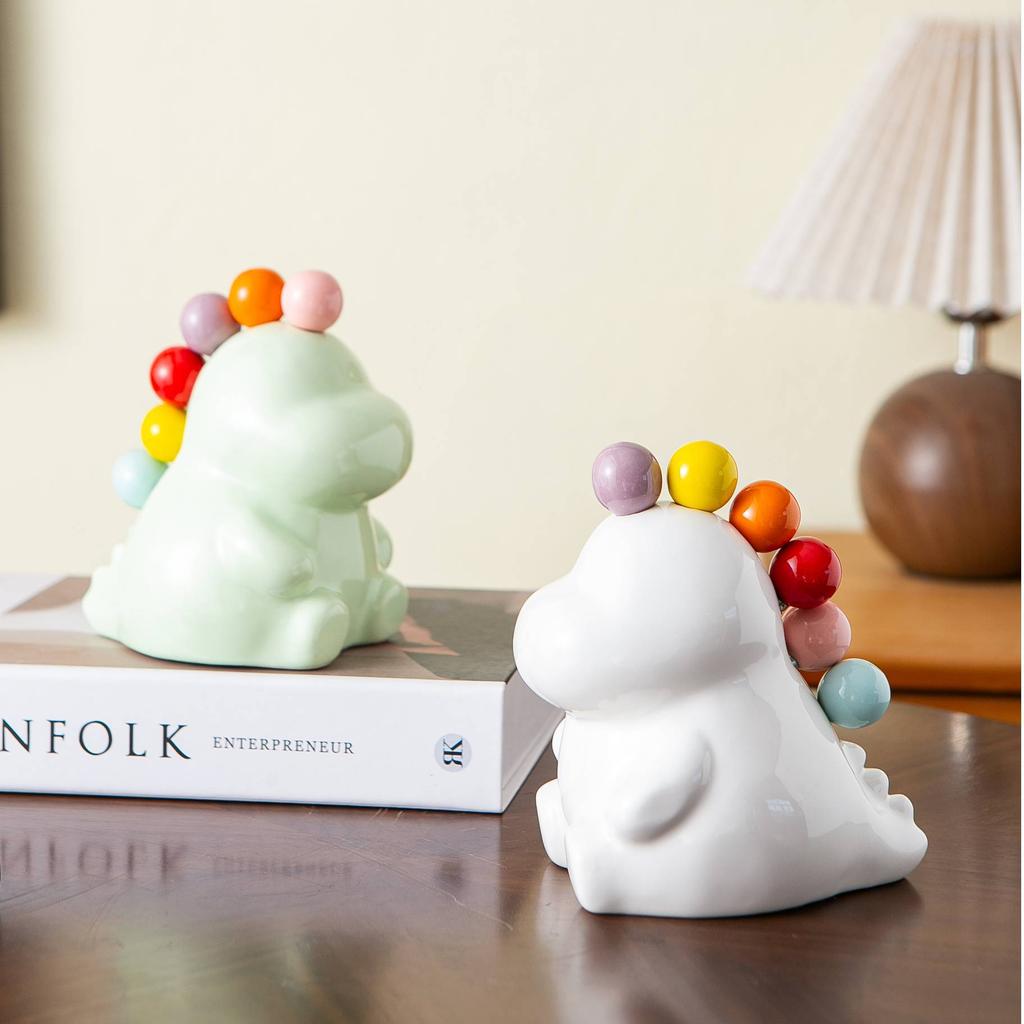 Cute Dinosaur Cream Fruit Forks Stainless Steel Safe Colorful Forks with Storage Jar for Kids