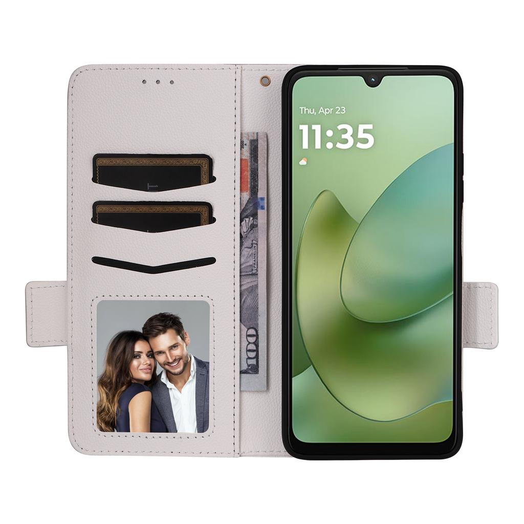 For Motorola Moto G06 4G/G06 Power 4G Case Litchi Texture Wallet Leather Phone Cover with Wrist Strap