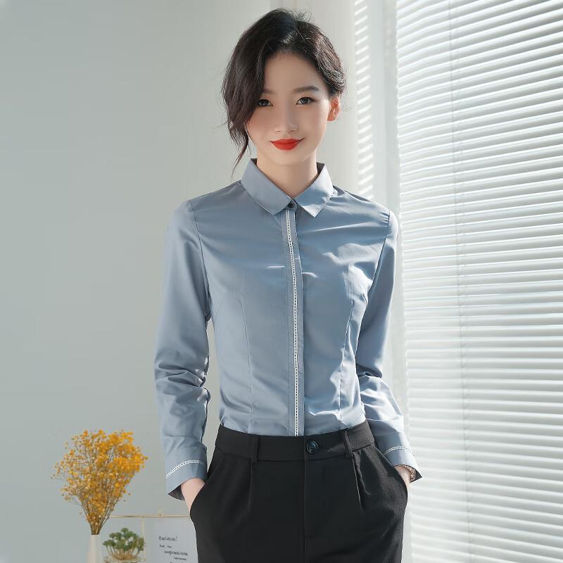 Teluoman Women s Long Sleeve Professional Shirt L