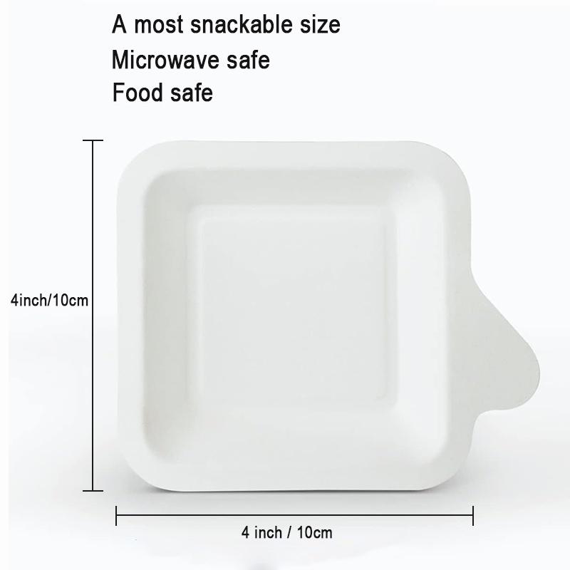 50/100Pcs 4 Inch Paper Plates, Biodegradable Disposable White Plates, Square Dessert Cake Plates, Party Snack Plates