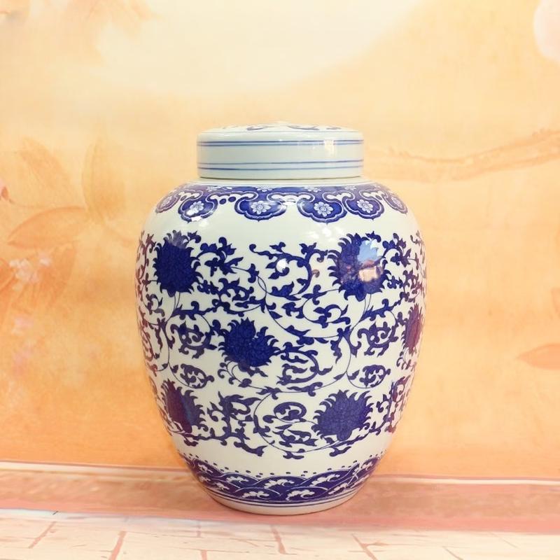 Ru Han Blue and White Porcelain Tea Storage Jar