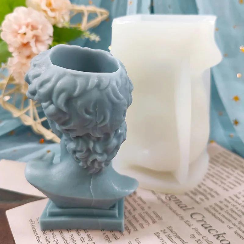 David Head Flowerpot Concrete Mold Silicone Planter Plaster Mould 3D Art Vase Dried Flower Container Pen Holder Molds Home Decor
