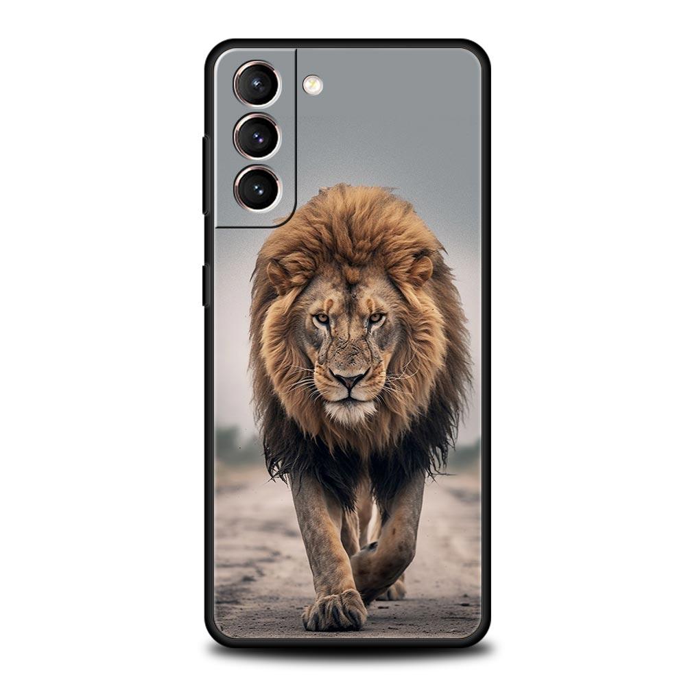 Lion King Animal Phone Case For Samsung Galaxy S26 Ultra S25 Plus S24 FE S23 S22 5G S21 S20 Cover Black Soft
