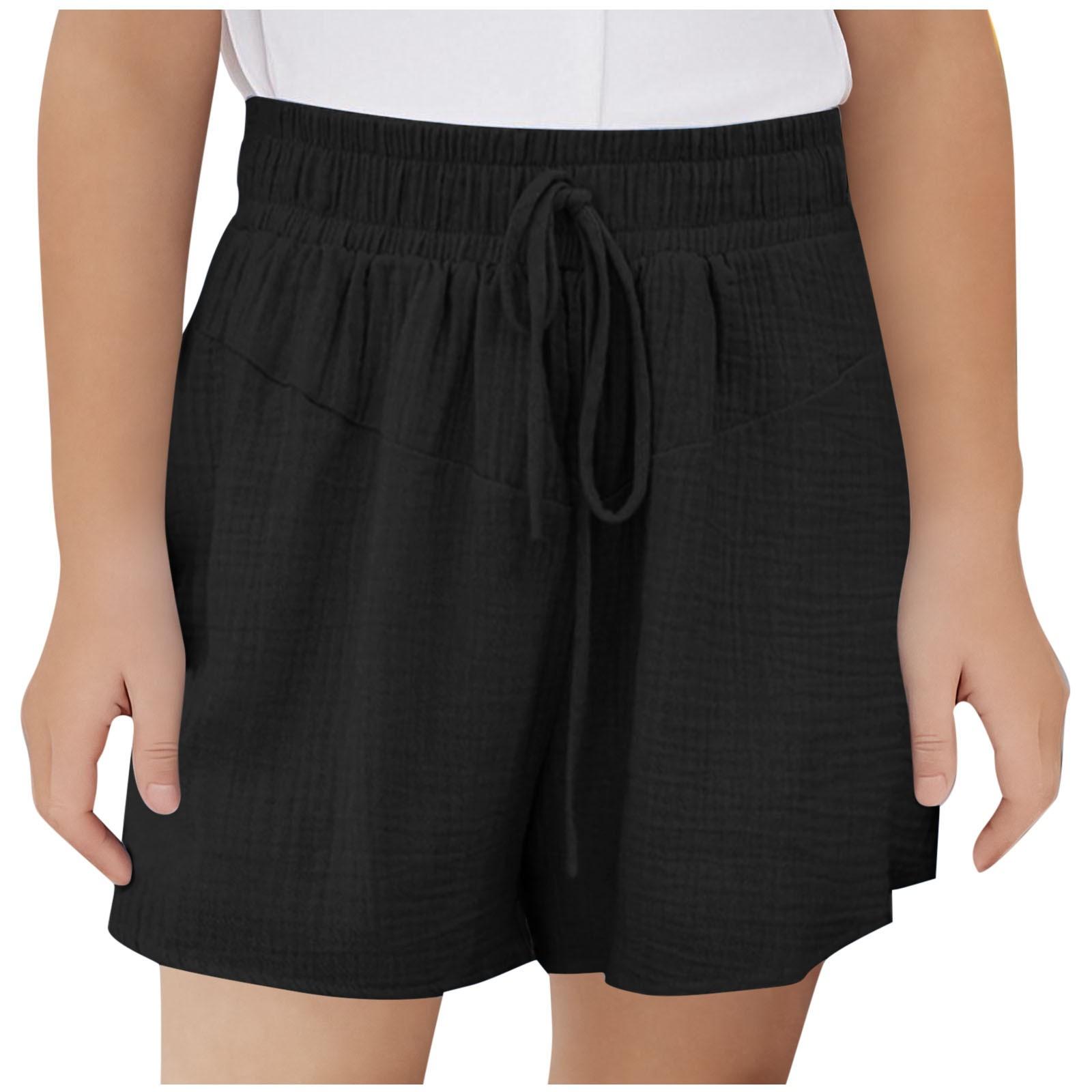 

Summer -color Drawstring Elastic Waist Sportswear And Casual Fashion Shorts For Children 110 чёрный
