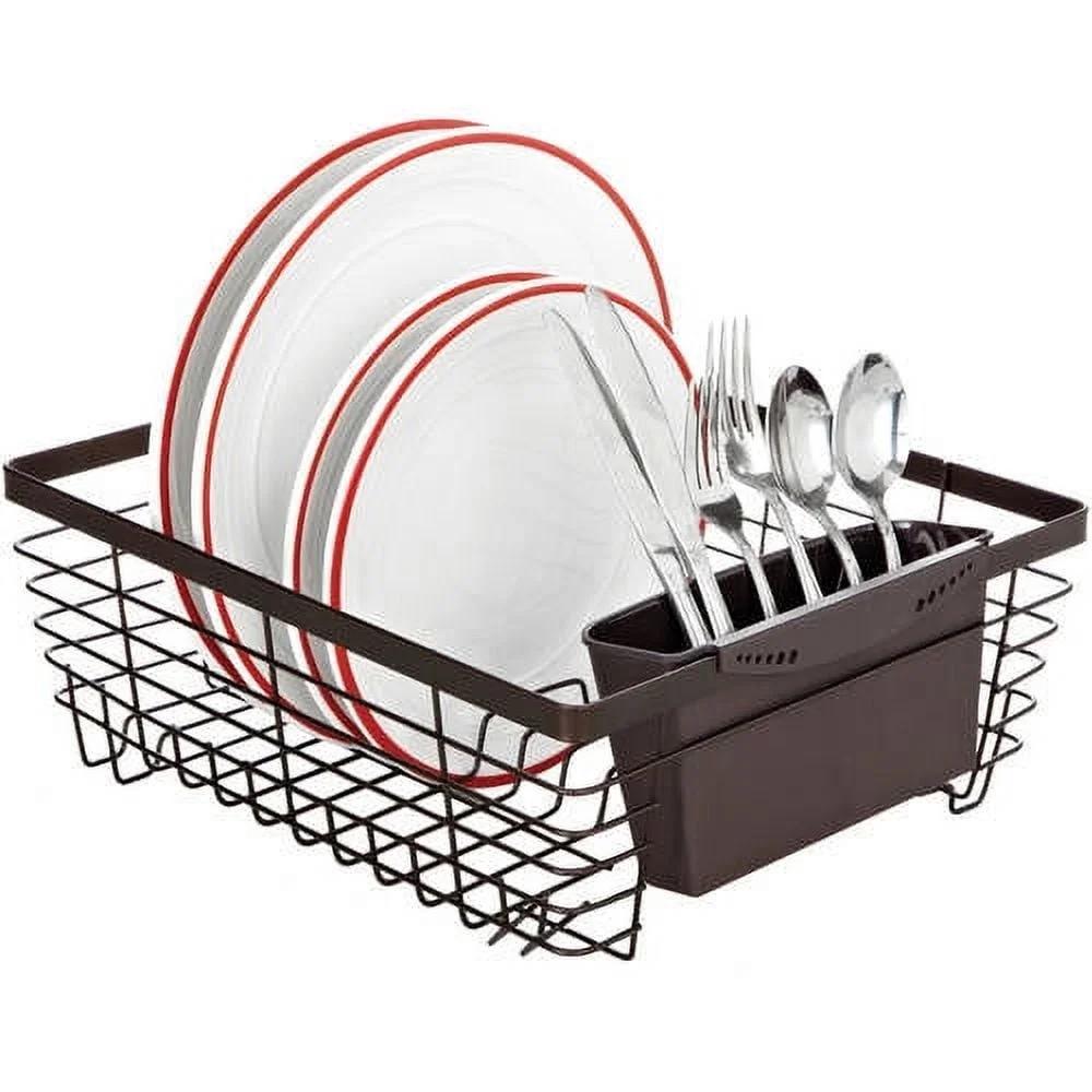 

Flat Wire Dish Rack Kitchen Holds 13 Dishes Open Wire Design Includes Cutlery Basket Drain Tray Organizer 100% Iron United States