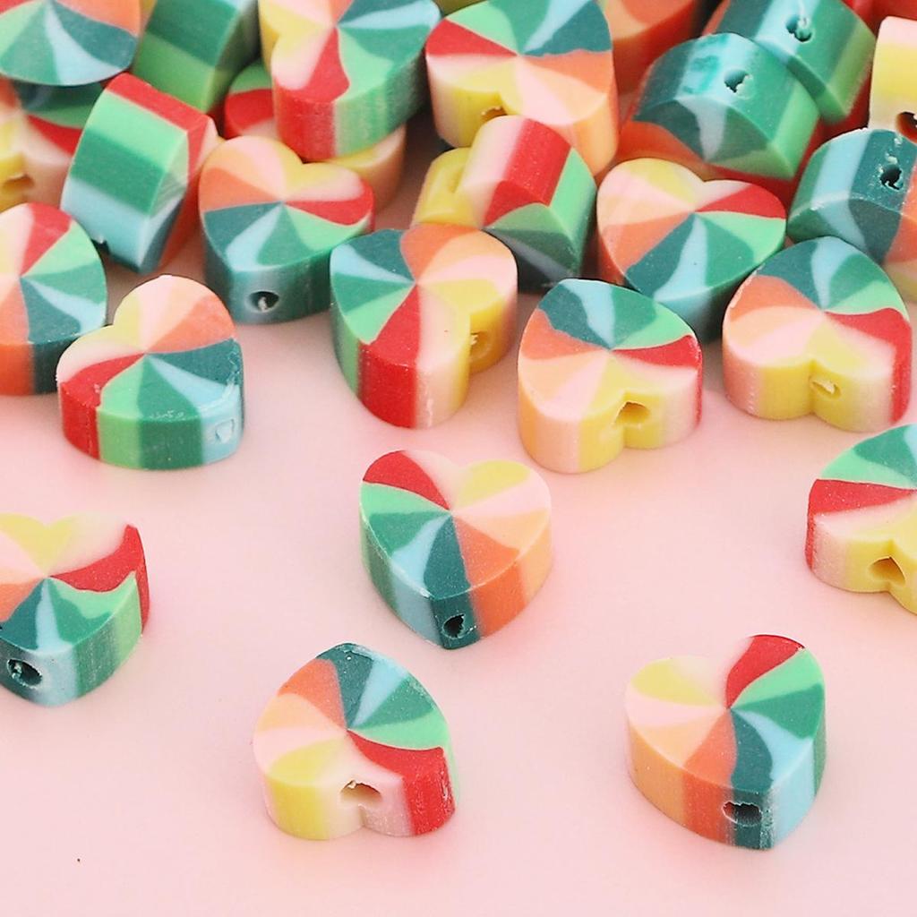 30 Τεμάχια 9*10mm Μίξη Χρωμάτων Καρδιά Αγάπης Χαλαρές Χάντρες Χάντρες Πολυμερούς Πηλού Για Κατασκευή Κοσμημάτων DIY Βραχιόλι Κολιέ Σκουλαρίκια