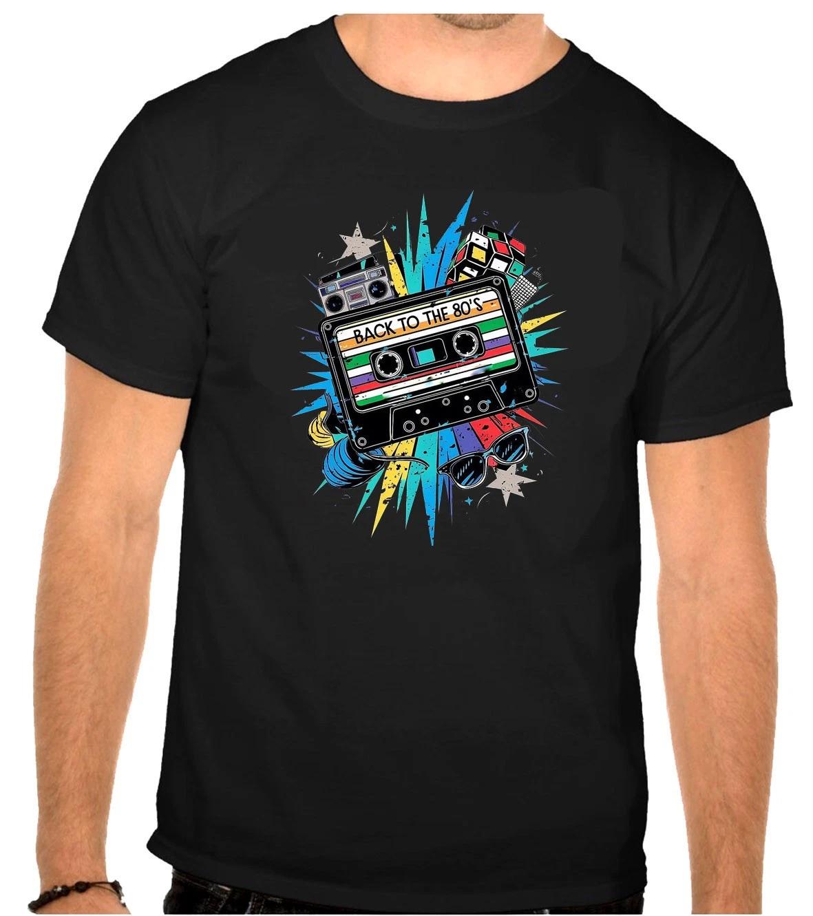 Back to the 80 s BACK IN 80 s Retro Logo Black T-Shirt -1306 S