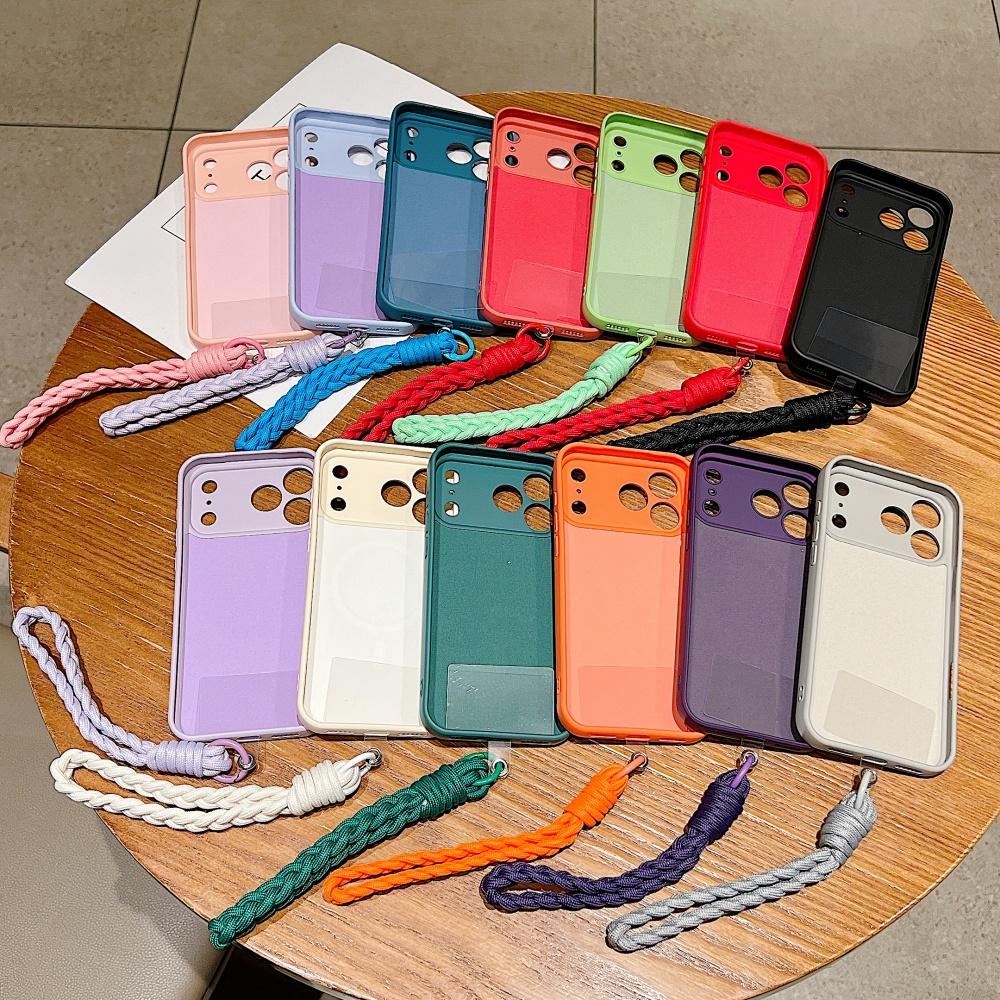 Braided Thick Cord Wrist Strap Bracelet Liquid Silicone Magnetic Case For iPhone 11 12 13 14 15 16 17 Pro Max Air Plus Cover