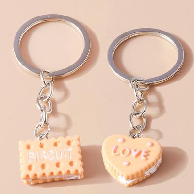 Cute Cartoon 3D Simulated Food Keychains Donut Cookies Chocolate Biscuit Key Ring for Men Women Handbag Pendant DIY Jewelry Gift
