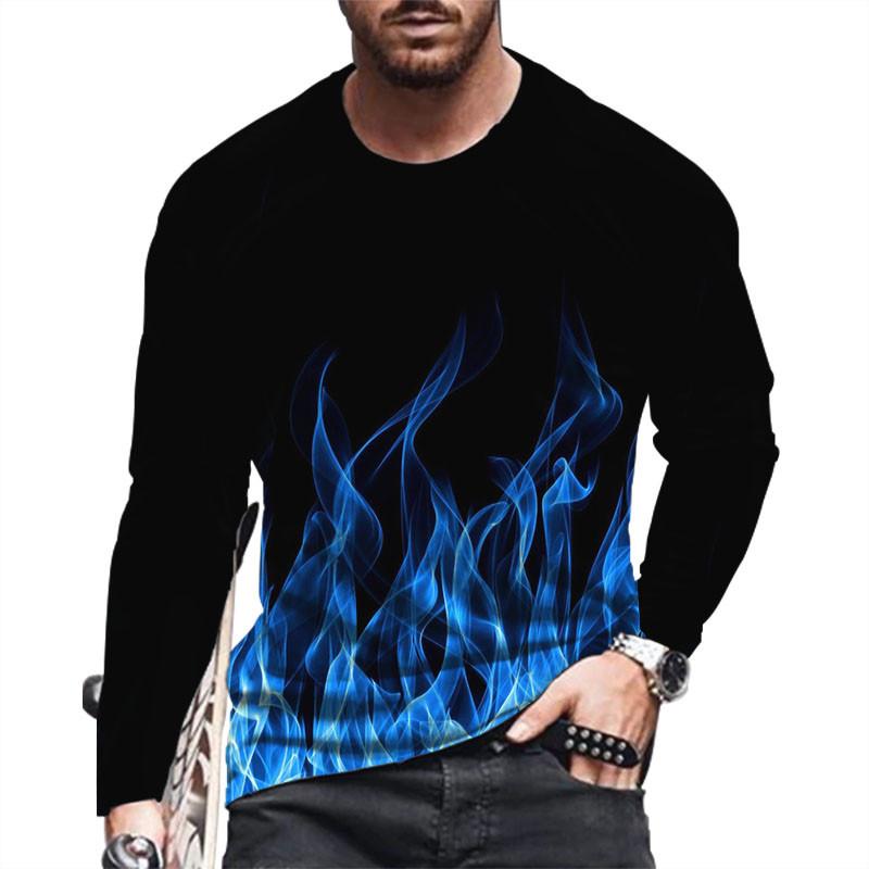 Spring Autumn T Shirts Round Neck Long Sleeves Top Men's Sport Wear Plus Size Vintage 3d Print T Shirt