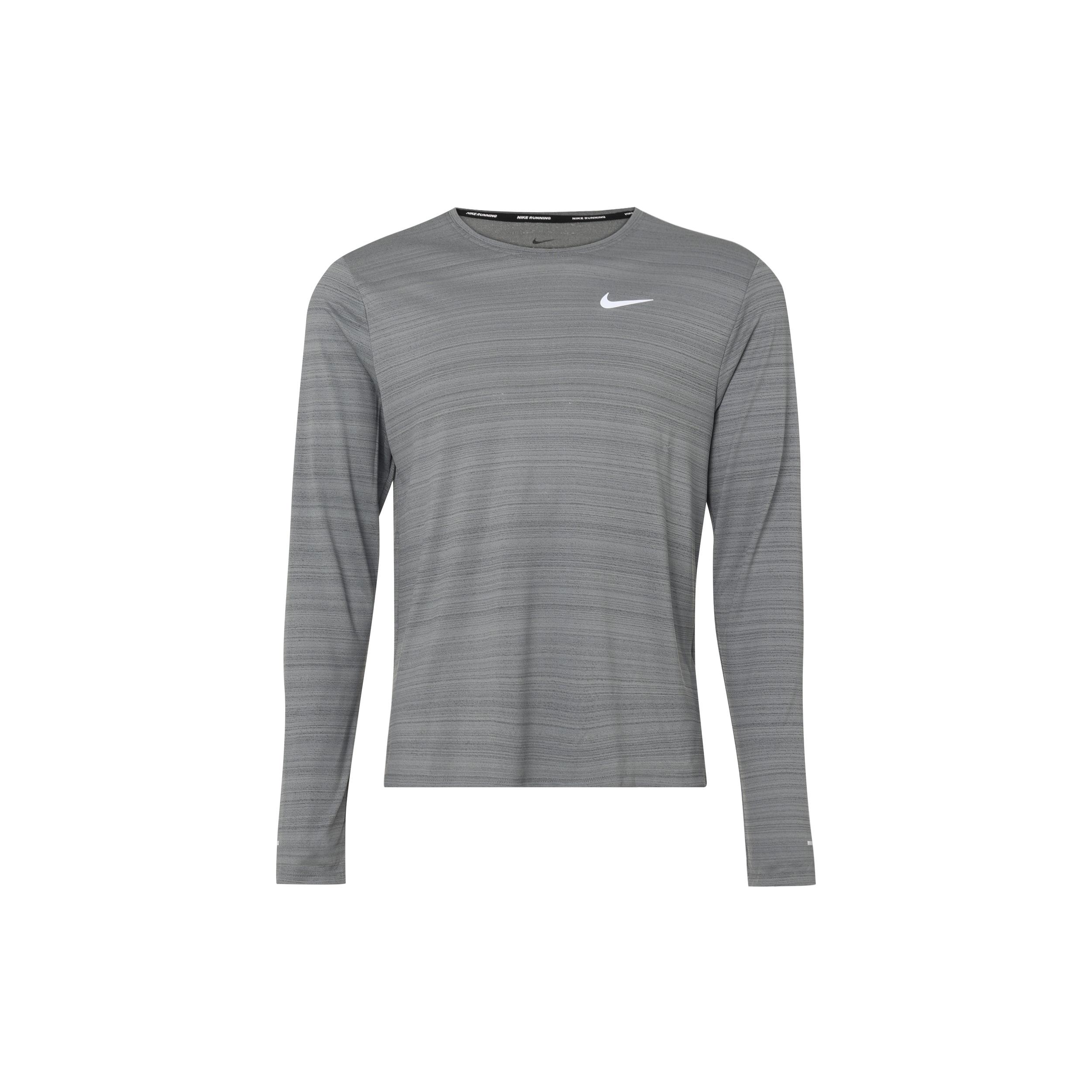 Nike Dri-FIT Miler Sports Running Gym Long Sleeves Smoke Grey Gray Men s CU5990-084 M