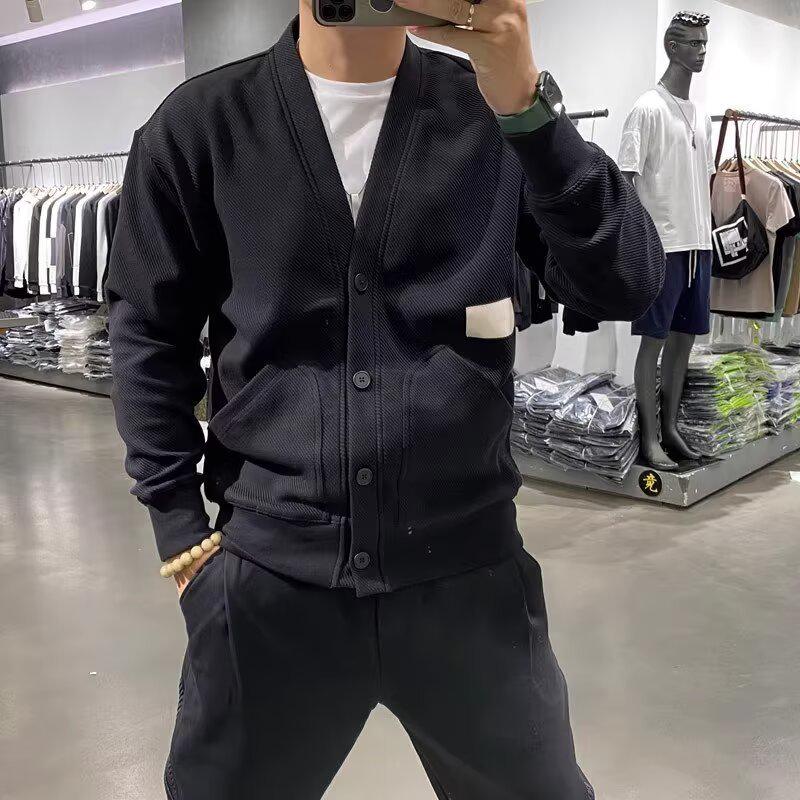 Men s European-Style V-Neck Long-Sleeve Single-Breasted Workwear Jacket Large
