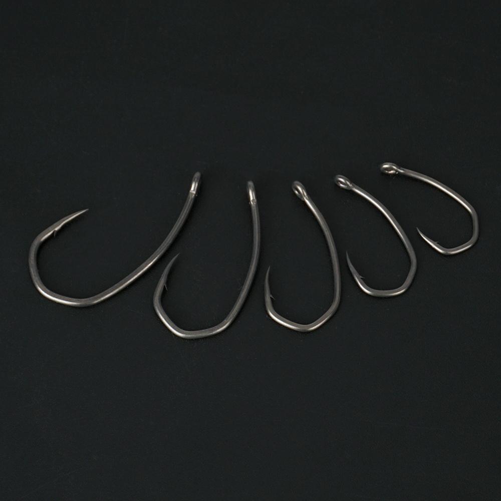 Hirisi 8041 50Pcs PTFE Coated Fish Hook High Carbon Stainless Steel Anti-Rust Sharp Point Barbed With Eye for Fishing Accessory