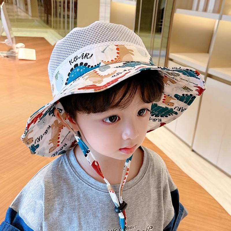 Children'S Large Brim Sun Protection Summer Thin Mesh Breathable Fisherman Hat Kindergarten Hat Girl Baby Sun Hat