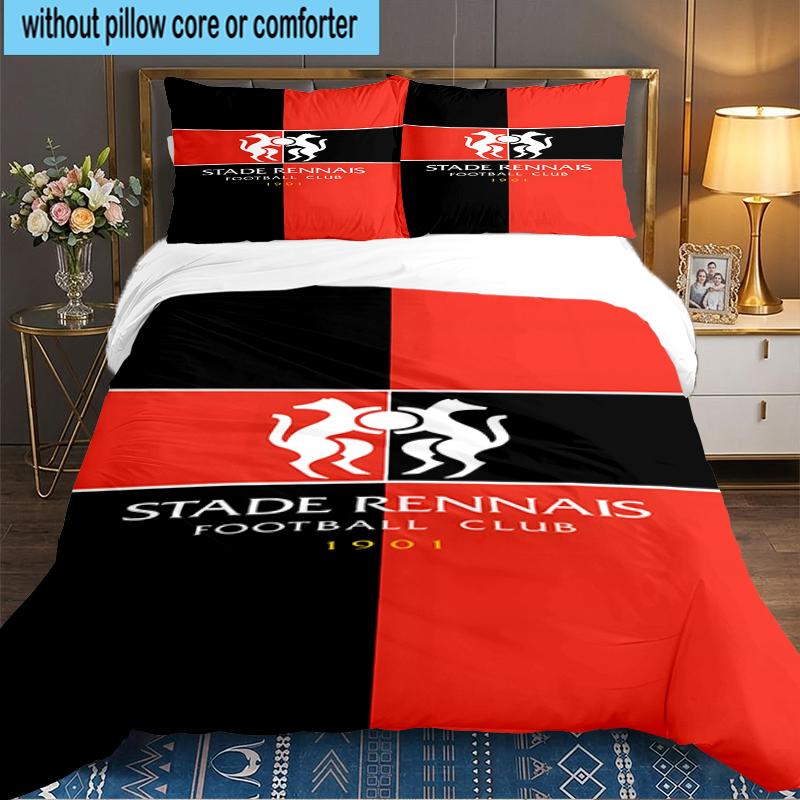 3PCS Stade Football Club Crest Bedding set,Ideal For1pc Duvet Cover And 2pcs Pillowcases Perfect for Christmas gift,Ideal for Bedroom, Dormitory