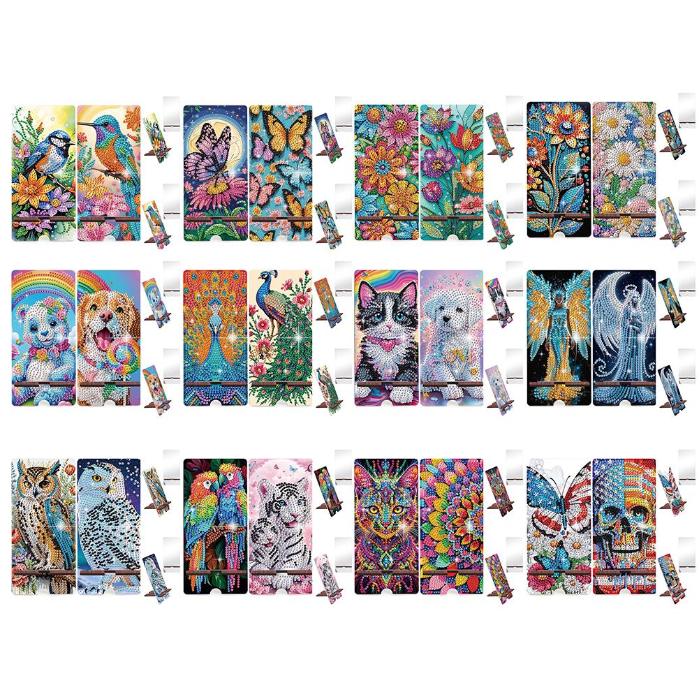 2pcs Acrylic Diamond Art Kits Phone Holder And Mirror 5D Diamond Art Phone Holder for Adults Creative DIY Craft Gift Set