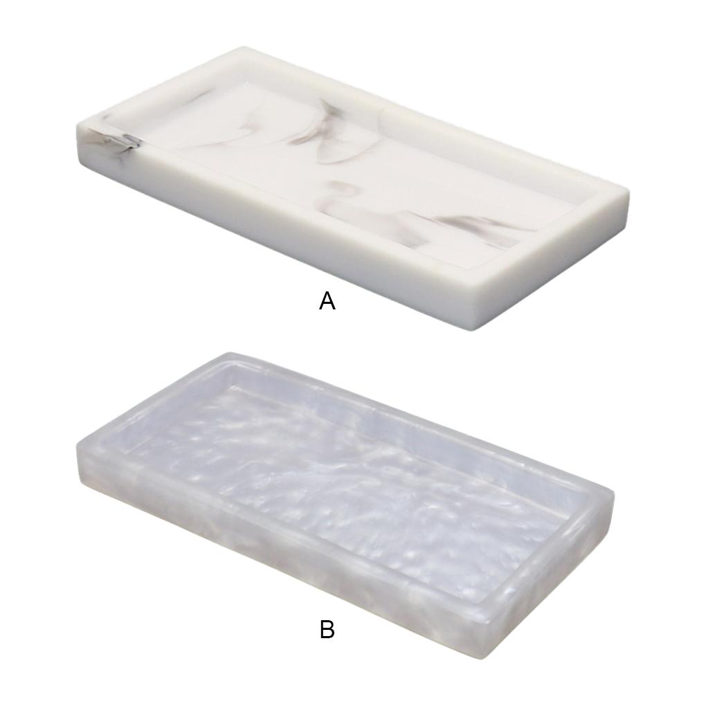 Multi-functional Storage Tray For Bathroom Essentials Marbled Texture Desktop Storage Tray
