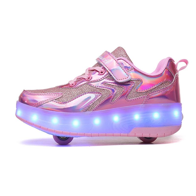 27-40 Kids's Lighting Sneakers Rubbing Shoes Boys's Shoes Solid Milky Patch Can Charging Lantern Shoes Glowing Sneakers with Charging