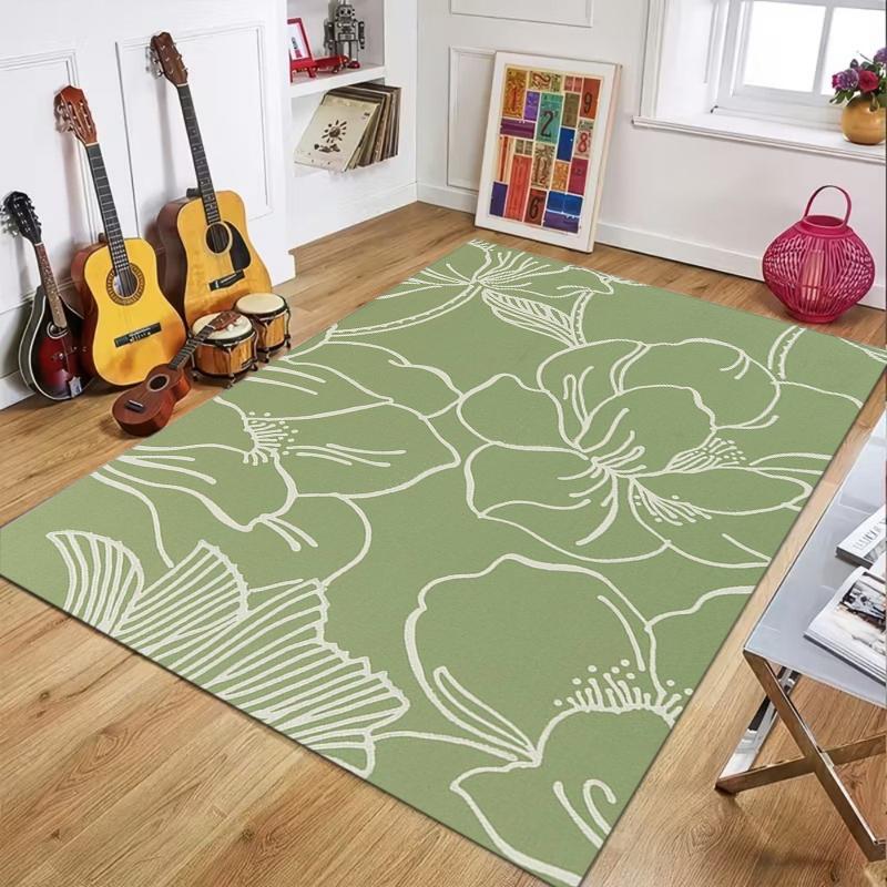 Vintage Botanical Area Rug Leaf Flower Pattern Carpet for Living Room Decor Boho Home Soft Non Slip Floor Mat