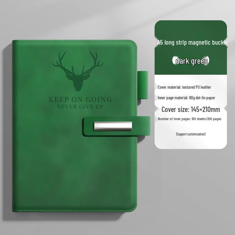 Custom Logo A5 Soft Leather Notebook with Deer Head for Business Meetings