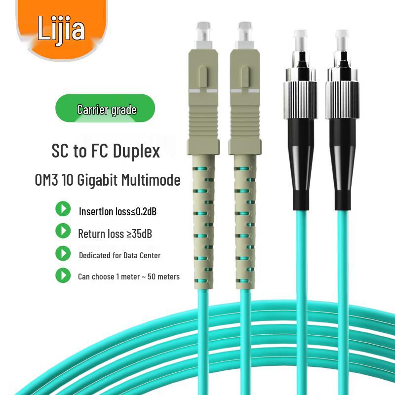 

LIJIA OM3 10 Gigabit Dual-Core Fiber Optic Patch Cable 1m