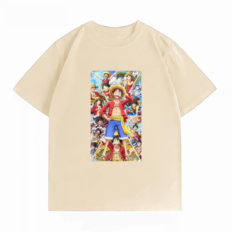 One Piece Luffy Unisexs 100 Cotton Tshirt Streetwear Fashion Anime Graphic Short Sleeve Unisexs Tops