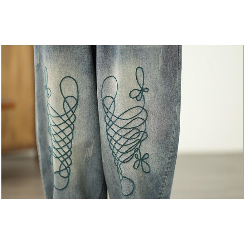 Dimanaf 2025 New Summer Basic Elastic Jeans Pants Women Loose Denim Trousers Big Casual Blue Pants
