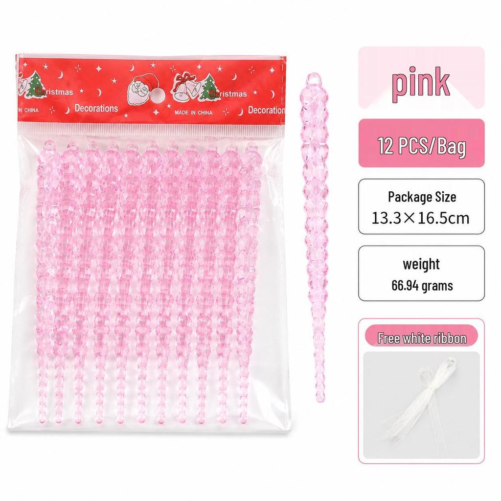 Acrylic Snowflake Ice Strips Hanging Christmas Tree Decoration Set