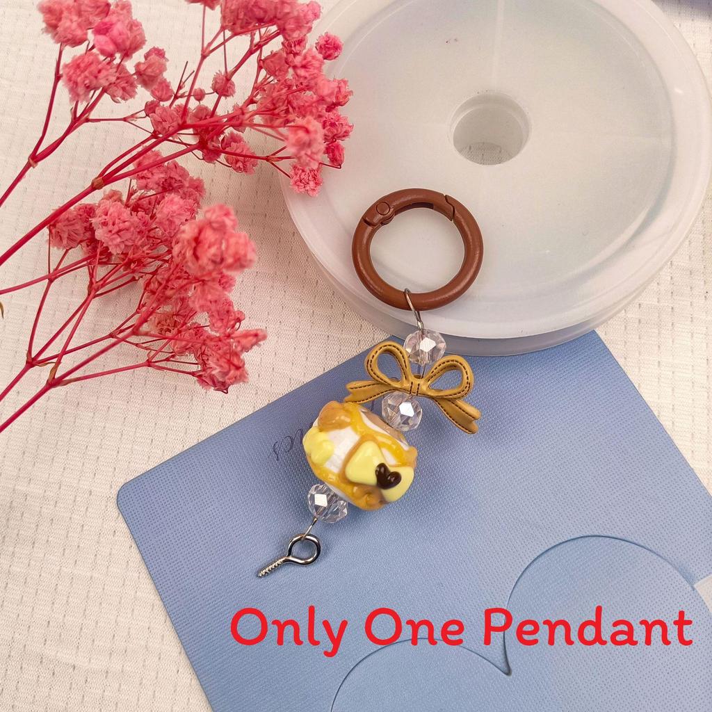Cute Handdrawn Bead Keychain With Alloy Hook For Bags And Keys