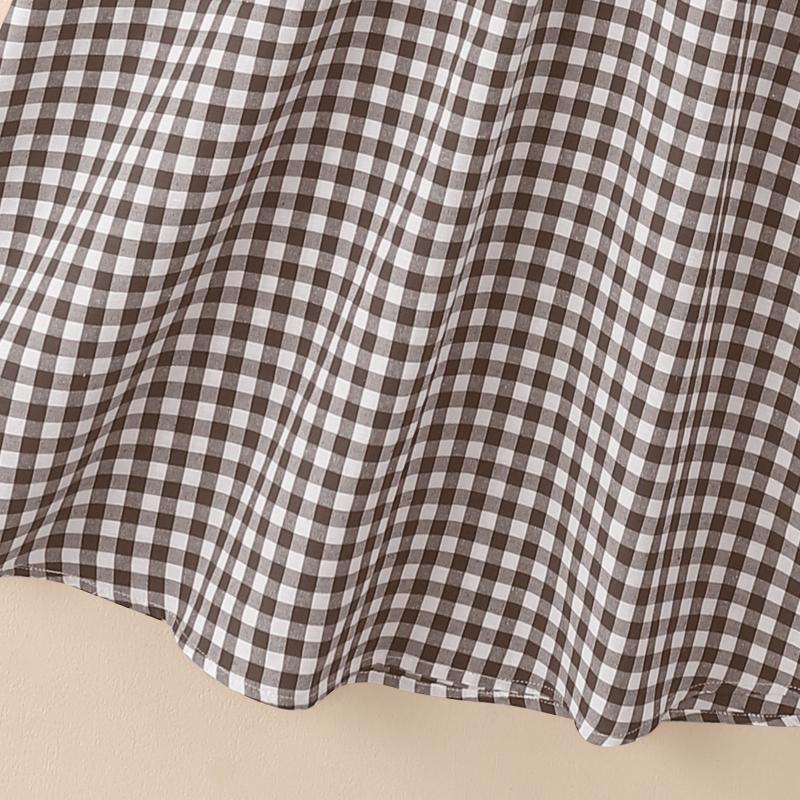 ZANZEA Damen Turn-Down-Kragen Kurzarm Lässiges kariertes Print-Kleid