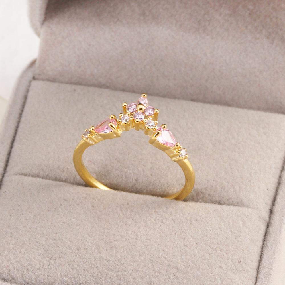 New Cute Colorful Zircon Flower Ring For Women Girl Fashion Vintage Zircon Adjustable Rings Jewelry Gift