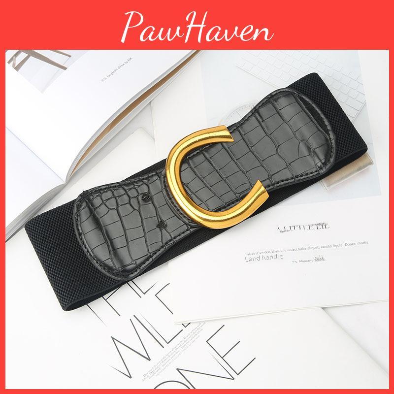 Buckle Smooth Ushaped Black Belt Womens Coat Dress Decoration Versatile