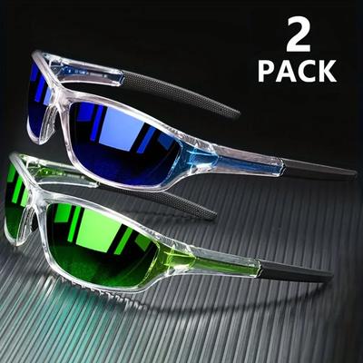 2 szt. Sportowe okulary przeciwsłoneczne z polaryzacją dla mężczyzn Lekkie do jazdy nocnej Męskie odcienie Jazda na rowerze Prowadzenie samochodu Wędkarstwo Modne lustrzane okulary przeciwsłoneczne