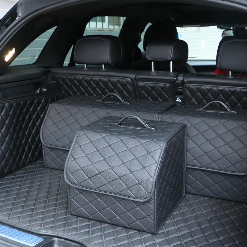 Car Storage Box Large Capacity Car Trunk Organiser Bag Auto Tools Stowing Tidying Leather Folding For Emergency Storage Box