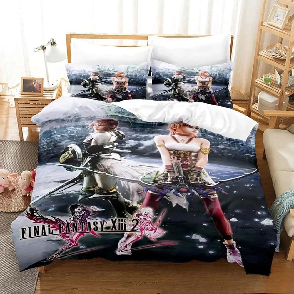 New 3D Printed Anime Game FINAL FANTASY XIII-2 Bedding Set Boys Girls Twin Queen King Size Duvet Cover Pillowcase Bed Boys Adult