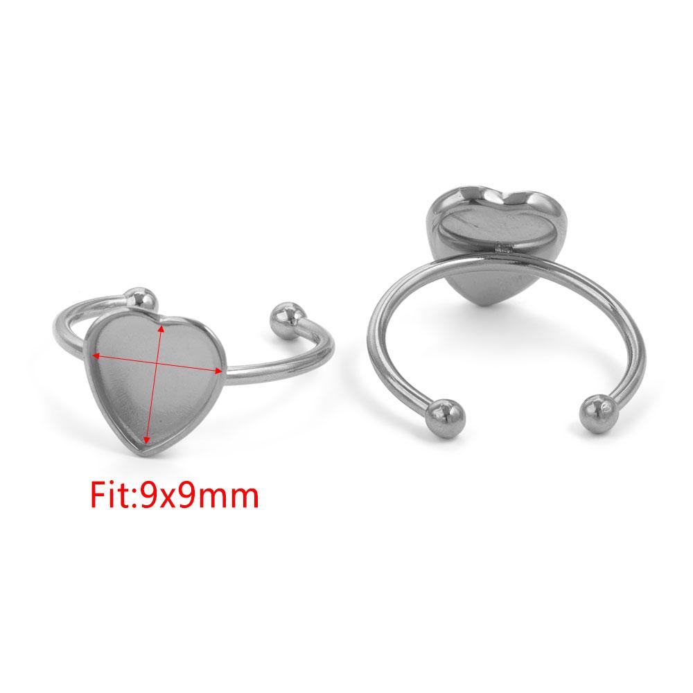 10 Stück Verstellbare Edelstahl Offene Ringfassungen Leere Basis Fassung Cabochon Ringe Für Schmuckherstellung DIY Fingerring Leere