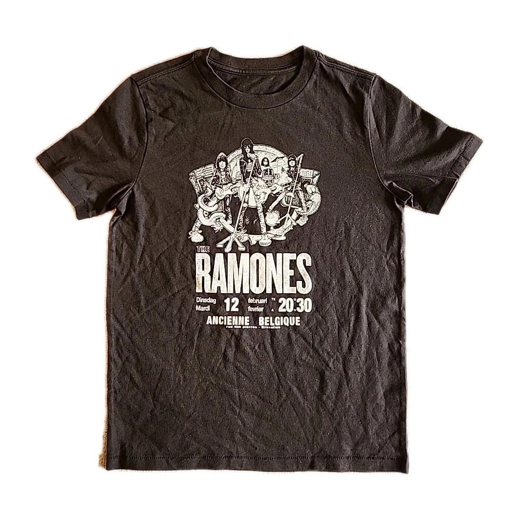 

New The Ramones Ancienne Belgique Concert Boys Medium Punk Rock Black Cotton Tee 100