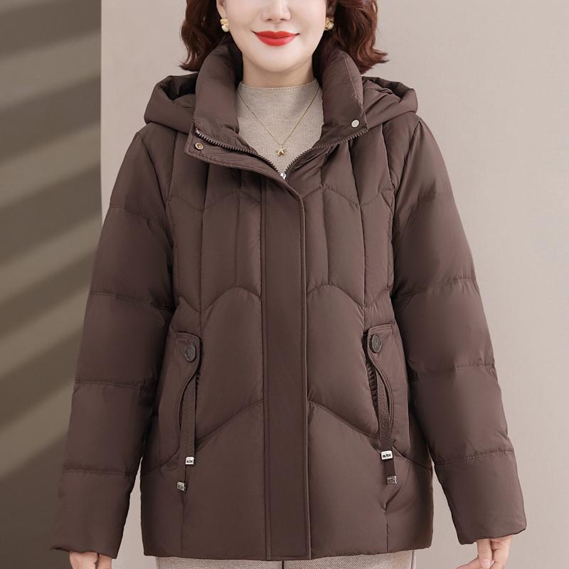 Middle Age Women's Puffer Jackets Winter Short Parkas Hooded Plus Size Thick Down Coats Woman Outerwears