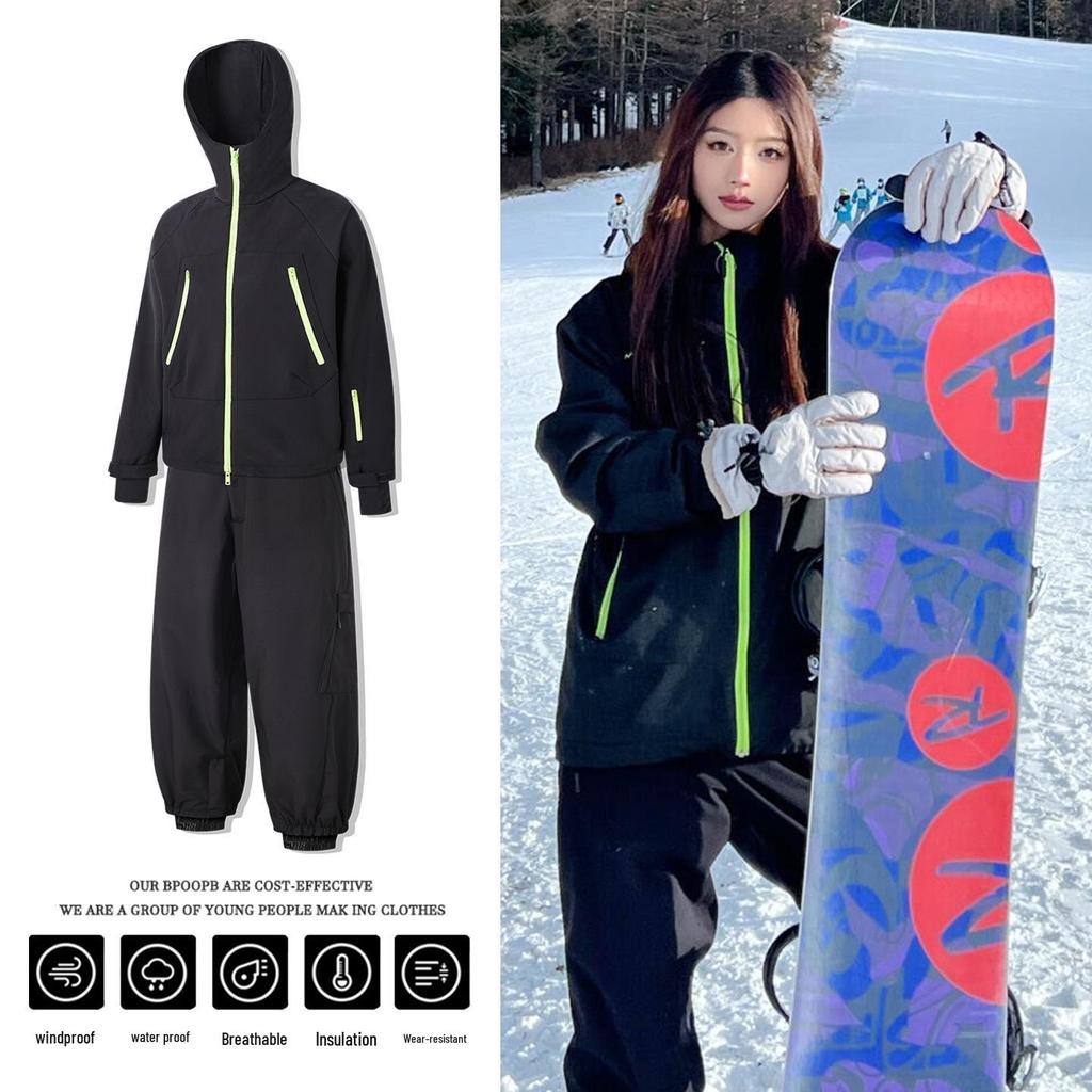 Unisex Winter Ski Suit: Waterproof Jacket & Snow Pants for Outdoor Mountaineering