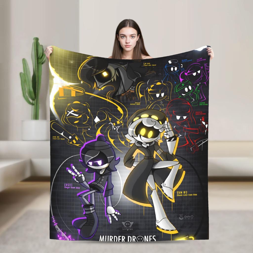 Murder Drones N and Uzi Blanket  Warm Soft Street Trend Plush Throw Blanket For Bedroom Travel Flannel Bedspread Bed Cover