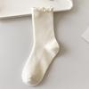Women's Autumn and Winter Pure Cotton Socks, Mid-calf Socks, Lace Socks, Anti-pilling Black Fungus Edge Pile Socks