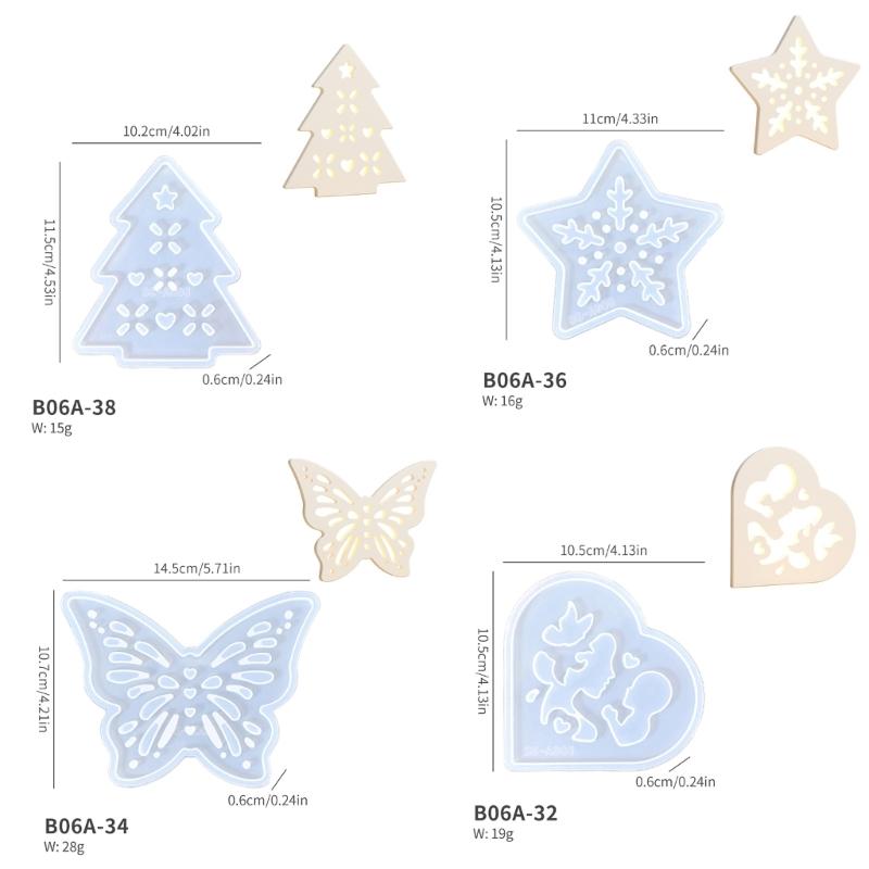 Hollowed Heart Butterfly Star Shape Silicone Molds for Making Candle Holder Gypsum Decoration Epoxy Resin Silicone Molds