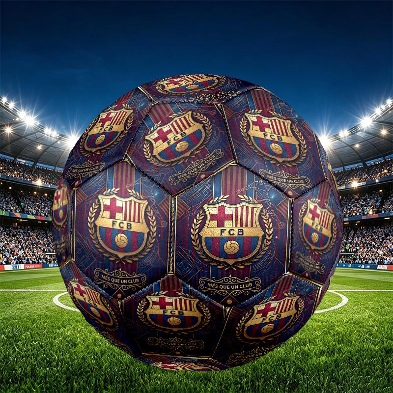 FC Barcelona Fußball-Print Größe 5 Fußball, PU Abriebfester Fußball für Spieltraining und tägliches Üben, Geburtstagsgeschenk für Fußballfans