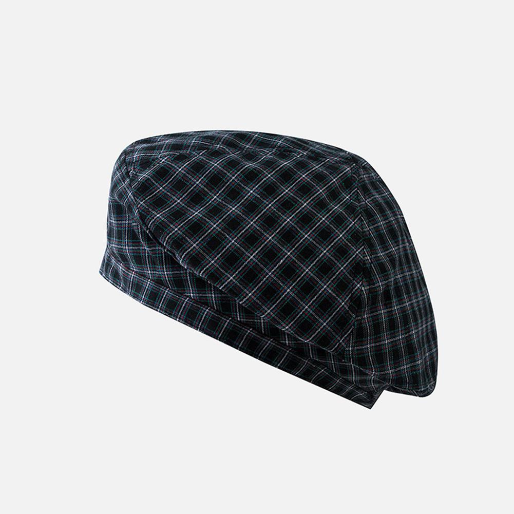 Women Retro Style Thin All Match Plaid Printing Beret Painter Cap