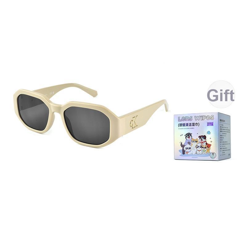 Calvin Klein Retro Narrow Frame Fashion Street Irregular Shape Sunglasses Unisex sunglasses Black CKJ22633SLB